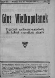 Głos Wielkopolanek: tygodnik społeczno-narodowy dla kobiet wszystkich stanów 1921.11.13 R.14 Z.46