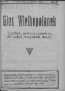 Głos Wielkopolanek: tygodnik społeczno-narodowy dla kobiet wszystkich stanów 1921.12.18 R.14 Z.51