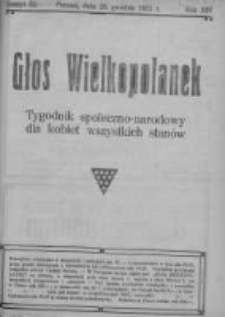 Głos Wielkopolanek: tygodnik społeczno-narodowy dla kobiet wszystkich stanów 1921.12.25 R.14 Z.52