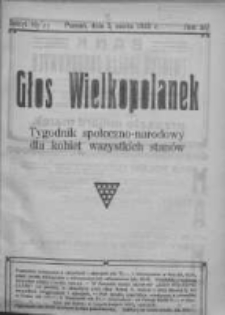 Głos Wielkopolanek: tygodnik społeczno-narodowy dla kobiet wszystkich stanów 1922.03.12 R.15 Z.10/11