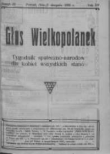 Głos Wielkopolanek: tygodnik społeczno-narodowy dla kobiet wszystkich stanów 1922.08.06 R.15 Z.32