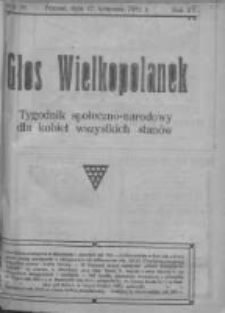 Głos Wielkopolanek: tygodnik społeczno-narodowy dla kobiet wszystkich stanów 1922.09.17 R.15 Z.38
