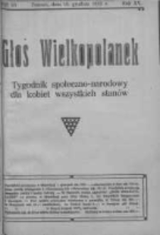 Głos Wielkopolanek: tygodnik społeczno-narodowy dla kobiet wszystkich stanów 1922.12.10 R.15 Z.50