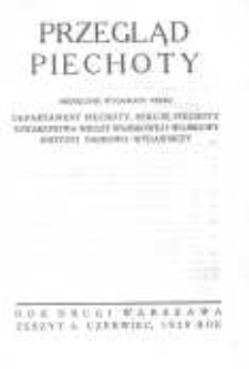 Przegląd Piechoty: miesięcznik wydawany przez Departament Piechoty, Sekcję Piechoty Towarzystwa Wiedzy Wojskowej i Wojskowy Instytut Naukowo-Wydawniczy 1929 czerwiec R.2 Z.6