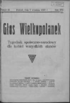 Głos Wielkopolanek: tygodnik społeczno-narodowy dla kobiet wszystkich stanów 1923.09.02 R.16 Z.35