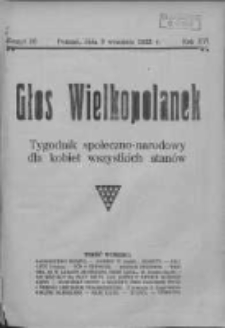 Głos Wielkopolanek: tygodnik społeczno-narodowy dla kobiet wszystkich stanów 1923.09.09 R.16 Z.36
