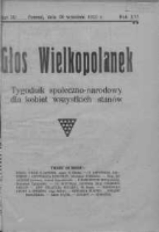 Głos Wielkopolanek: tygodnik społeczno-narodowy dla kobiet wszystkich stanów 1923.09.30 R.16 Z.39