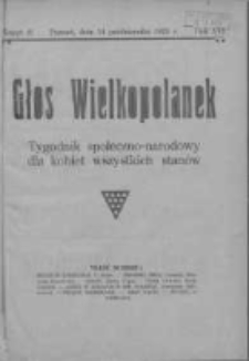 Głos Wielkopolanek: tygodnik społeczno-narodowy dla kobiet wszystkich stanów 1923.10.14 R.16 Z.41