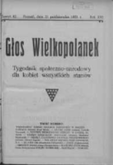 Głos Wielkopolanek: tygodnik społeczno-narodowy dla kobiet wszystkich stanów 1923.10.21 R.16 Z.42