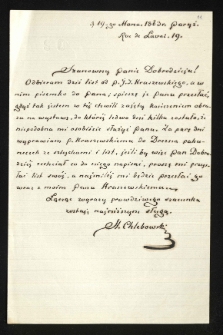 List od Chlebowskiego Stanisława