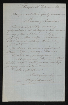 List od Czyszkowskiego Stanisława