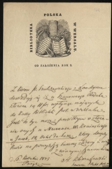 List od Klimaszewskiego Hipolita