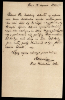 List od Morozewicza Kaliksta