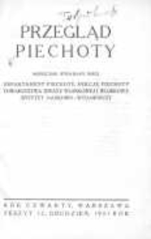 Przegląd Piechoty: miesięcznik wydawany przez Departament Piechoty, Sekcję Piechoty Towarzystwa Wiedzy Wojskowej i Wojskowy Instytut Naukowo-Wydawniczy 1931 grudzień R.4 Z.12