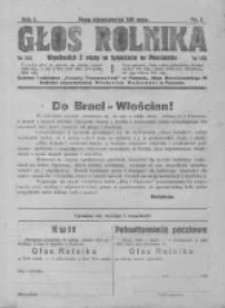 Głos Rolnika. Organ Chrześcijańsko-Narodowego Stronnitwa Rolniczego. R. I. 1921. Nr1