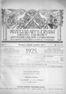 Przegląd Artyleryjski: organ fachowy artylerji i służby uzbrojenia 1925 listopad grudzień R.3 Nr11/12
