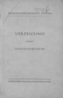 Personen- und Vorlesungs-Verzeichnis der Reichsuniversität Posen. Verzeichnis fűr das Sommersemester 1941