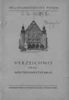 Personen- und Vorlesungs-Verzeichnis der Reichsuniversität Posen. Verzeichnis fűr das Wintersemester 1942/43