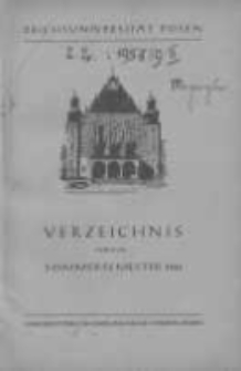 Personen- und Vorlesungs-Verzeichnis der Reichsuniversität Posen. Verzeichnis fűr das Sommersemester 1943