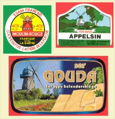 Opakowania i Etykiety z wizerunkiem wiatraków ; Packaging, Labels with the image of windmills