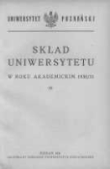 Uniwersytet Poznański: skład osobowy: rok akademicki 1930/31