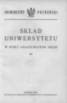 Uniwersytet Poznański: skład osobowy: rok akademicki 1931/32