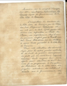 Memoire sur la necessite d'envoyer sans delai un agent diplomatique extraordinaire aupres du Gouvernement de la ville libre de Cracovie