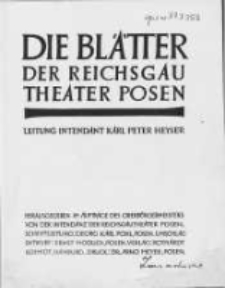 Die Bl&auml;tter der Reichsgautheater Posen 1941/42 Jg.1