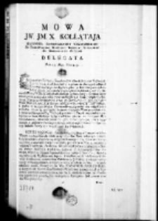 Mowa JW. JM. X. Kołłątaja kanonika katedralnego krakowskiego od Przeświętney Kommissyi Edukacyi Narodowey do Krakowskiey Akademii delegata dnia 15 maja. roku 1777
