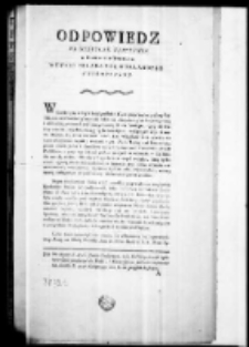 Odpowiedź na niektore zapytania w pismie pod tytułem - Uwagi Polaka nad Kurlandyą - umieszczone