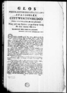 Głos Xięcia Antoniego Stanisława Swiatopełka Czetwertyńskiego posław wojewodztwa bracławskiego miany pod czas Seymu z przypadaiącey limity na dniu 3 octobris