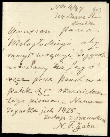 List Żaby Napoleona Feliksa do Walerego Wielogłowskiego