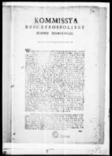 Obwieszczenie o zapadłym prawie pozwolenia puszczenia kuźnic w dobrach dawniey do biskupstwa krakowskiego należących, na fabryki kóssowe