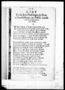 List krola Jmci pruskiego do brata z francuzkiego na polski wiersz przełożony 1760 roku