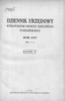 Dziennik Urzędowy Kuratorjum Okręgu Szkolnego Poznańskiego 1927.06.01 R.4 Nr1