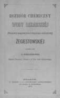 Rozbiór chemiczny wody lekarskiej (szczawy magnezyowo wapienno żelazistej) żegiestowskiej wykonał i opisał A. Alexandrowicz