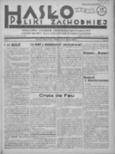 Hasło Polski Zachodniej: niezależny tygodnik chrześcijańsko-narodowy poświęcony zagadnieniom kombatanckim 1936.03.01 R.3 Nr9