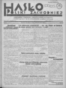 Hasło Polski Zachodniej: niezależny tygodnik chrześcijańsko-narodowy poświęcony zagadnieniom kombatanckim 1936.03.29 R.3 Nr13