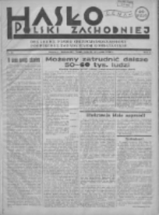 Hasło Polski Zachodniej: niezależny tygodnik chrześcijańsko-narodowy poświęcony zagadnieniom kombatanckim 1936.11.10 R.3 Nr44