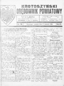 Krotoszyński Orędownik Powiatowy 1920.04.17 R.27 Nr38