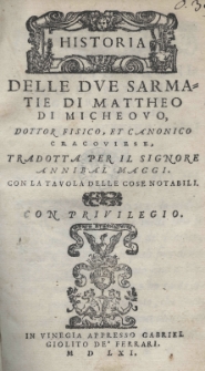 Historia delle due Sarmatie di Mattheo di Micheovo [...]
