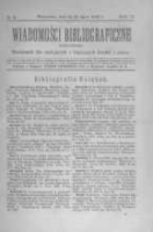 Wiadomości Bibliograficzne Warszawskie. 1883 R.2 nr6