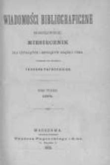 Wiadomości Bibliograficzne Warszawskie. 1884 R.3 nr1