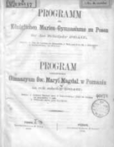 Programm des K&ouml;niglichen Marien-Gymnasiums zu Posen f&uuml;r das Schuljahr 1864/65; Program Kr&oacute;lewskiego Gimmazyum Ś. Maryi Magdal. w Poznaniu na rok szkolny 1864/65