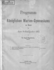 Programm des Königlichen Marien-Gymnasiums zu Posen für das Schuljahr 1873/74