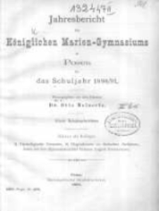 Jahresbericht des Königlichen Marien-Gymnasiums zu Posen für das Schuljahr 1890/91