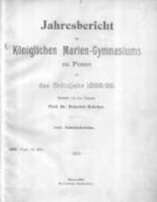 Jahresbericht des Königlichen Marien-Gymnasiums zu Posen für das Schuljahr 1898/99