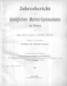 Jahresbericht des Königlichen Marien-Gymnasiums zu Posen für das Schuljahr 1899/1900