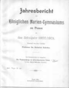 Jahresbericht des Königlichen Marien-Gymnasiums zu Posen für das Schuljahr 1900/1901