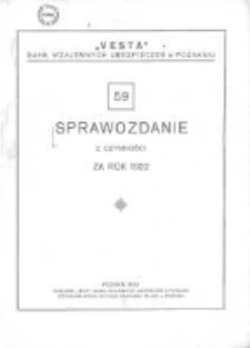 Pięćdziesiąte dziewiąte Sprawozdanie z czynności za rok 1932